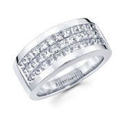 14KW Invisible Princess Channel Men's Ring (2.85Ct)