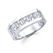 14KW Invisible Princess & Baguette Channel Men's Ring (2.85Ct)