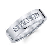 14KW Invisible Princess & Baguette Channel Men's Ring (0.92Ct)