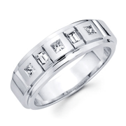 14KW Princess & Baguette Men's Band Ring (0.43Ct)