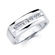 14KW Invisible Princess Channel Men's Band Ring (0.75Ct)
