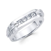 14KW Invisible Princess Channel Men's Band Ring (0.65Ct)