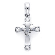 14KW Round diamond Cross (0.05Ct)