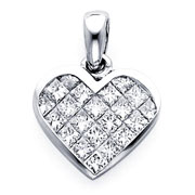 14KW Invisible Princess Heart Pendant (1.59Ct)