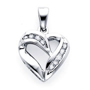 14KW Channel Set Round Diamond Heart Pendant (0.15Ct)
