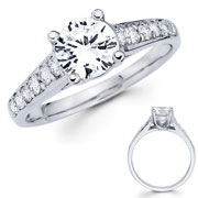 14k White Gold Round Diamond Solitaire With Sidestones