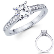 14k White Gold Round Diamond Solitaire With Sidestones