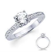 14k White Gold Round Diamond Solitaire With Sidestones