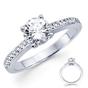 14k White Gold Round Diamond Solitaire With Sidestones