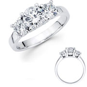 14K White Gold Diamond Three Stone Engagement Ring (2.50 ctw)