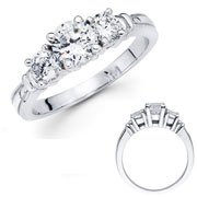 Three Stone Diamond 14K White Gold Engagement Ring (0.80 ctw)