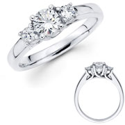 2.00 ctw 14K White Gold Trellis Three Diamond Engagement Ring