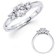 Round Diamond Three Stone 14K Gold Engagement Ring (1.50 ctw)