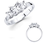 Three Princess Diamond 14K White Gold Engagement Ring (1.50 ctw)