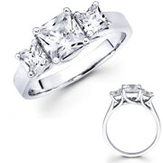 Three Diamond Princess Cut 14K Trellis Engagement Ring (1.55ctw)