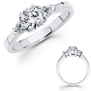 3 Stone Round & Trillion 14K White Gold Engagement Ring (1.2ctw)