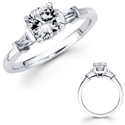 Three Stone Round & Baguette Diamond Engagement Ring (1.50 ctw)