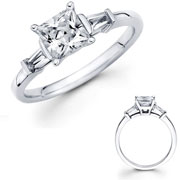 3 Stone Princess & Baguette Diamond 14K Gold Ring -1.25 ctw