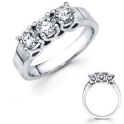 Three Stone Round Diamond 14K White Gold Ring (1.20 ctw)