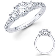 14K Trellis 3 Stone Pave Sidestone Design Ring(0.60ctw)