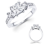 3 Princess Diamond with Side Diamond 14K Engagement Ring-0.95ctw