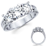 3 Round Diamond with Side Stone 14K Engagement Ring(3.70 ctw)