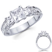 3 Princess Diamond with Side Stone 14K Engagement Ring(2.40 ctw)