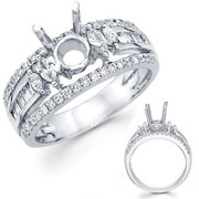 Baguette, Round, & Marquise 18KW Diamond Engagement Ring