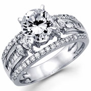 Baguette, Round, & Marquise 18KW Diamond Engagement Ring