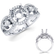 18KW Diamond Engagement Ring with Pear Shape & Round Setting