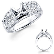 Round, Princess, & Baguette Diamond 18KW Engagement Ring