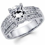 Princess Channel & Round Micro Pave 18KW Diamond Engagement Ring
