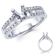 Baguette & Round 18KW Diamond Engagement Ring (0.45ct)