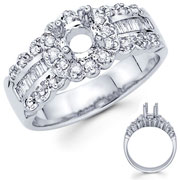 18KW Diamond Baguette & Round Micro Setting Engagement Ring