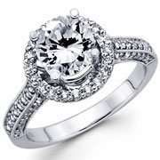 18KW Diamond Engagement Ring with Round Micro setting & Milgrain