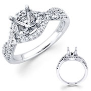 18KW Round Diamond Micro Set & Milgrain Engagement Ring (0.35ct)