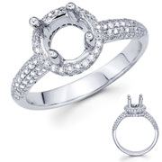 Round Micro Pave Setting 18KW Diamond Engagement Ring (0.51ct)