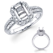 Micro Pave Set & Milgrain 18KW Diamond Engagement Ring (0.42ct)