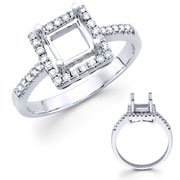 Round Micro Pave Set Diamond 18KW Engagement Ring (0.20ct)