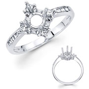 Princess & Baguette Diamond 18KW Engagement Ring (0.31ct)