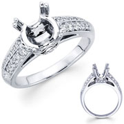 Micro Pave & Milgrain Round Diamond 18KW Engagement Ring