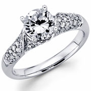 18KW Round Micro Pave Set Diamond Engagement Ring