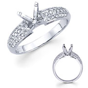 Round Micro Pave & Milgrain 18KW Diamond Engagement Ring