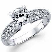 Round Micro Pave & Milgrain 18KW Diamond Engagement Ring