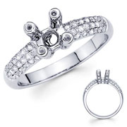 18KW Diamond Engagement Ring with Round Micro Pave Setting
