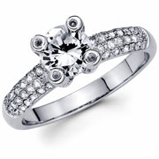 18KW Engagement Ring with Round Micro Pave Set Diamond