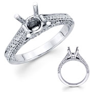 Milgrain & Round Micro Pave 18KW Diamond Engagement Ring(0.42ct)