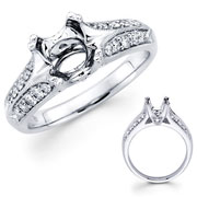 Milgrain & Micro Pave Set Round Diamond 18KW Engagement Ring