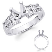 18KW Diamond Engagement Ring with Baguette Setting (0.51Ct)