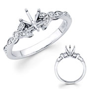 18KW Micro Pave Set Round Diamond with Milgrain Engagement Ring